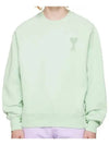 Long sleeve crew neck logo French terry sweatshirt green - AMI - BALAAN 1