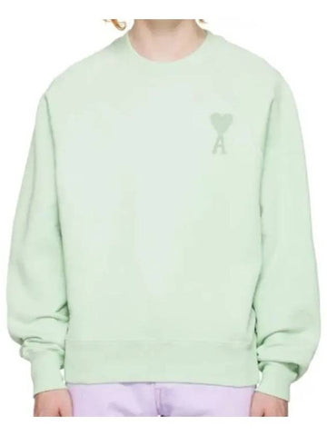 Long sleeve crew neck logo French terry sweatshirt green - AMI - BALAAN 1