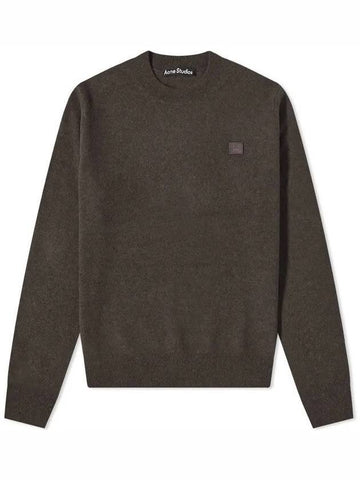 Face Patch Crew Neck Knit Top Grey Brown - ACNE STUDIOS - BALAAN 1