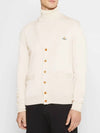 logo embroidery V-neck cardigan white - VIVIENNE WESTWOOD - BALAAN.