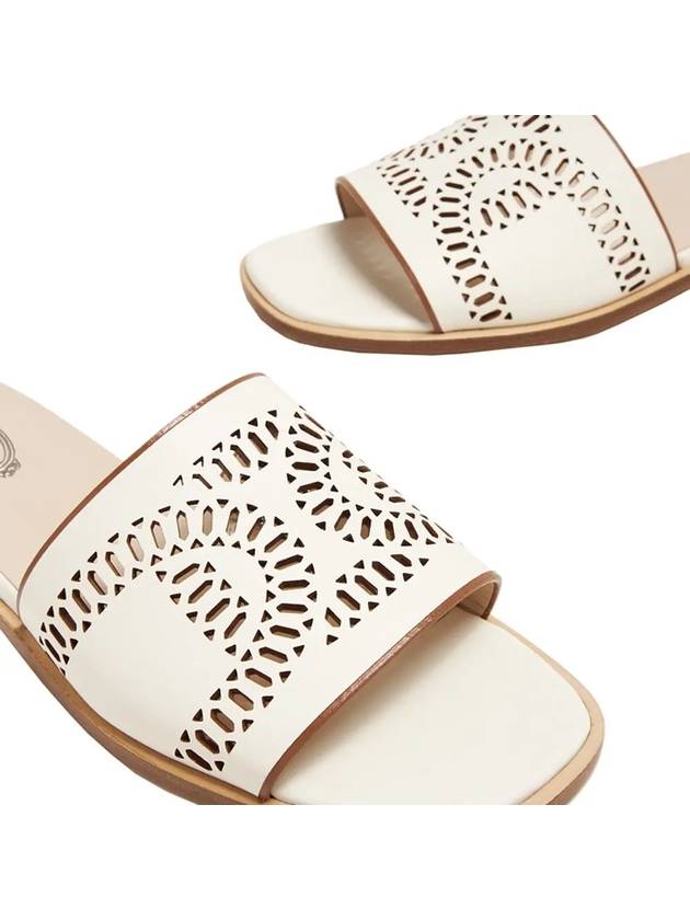 Kate Laser Cut Leather Slippers White - TOD'S - BALAAN 4