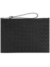 Intrecciato Strap Large Clutch Bag Black - BOTTEGA VENETA - BALAAN 4