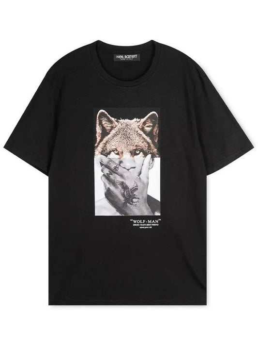 Wolfman Print Short Sleeve T-Shirt Black - NEIL BARRETT - BALAAN 2