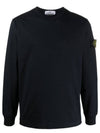 Logo Wappen Patch Crew Neck Long Sleeve T Shirt Black - STONE ISLAND - BALAAN 1