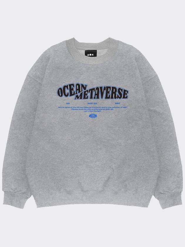 Ocean Metaverse Embroidery Typo Sweatshirt Gray - AOX - BALAAN 5