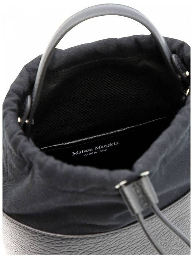 5AC Number Logo Texture Leather Bucket Bag Black - MAISON MARGIELA - BALAAN 5