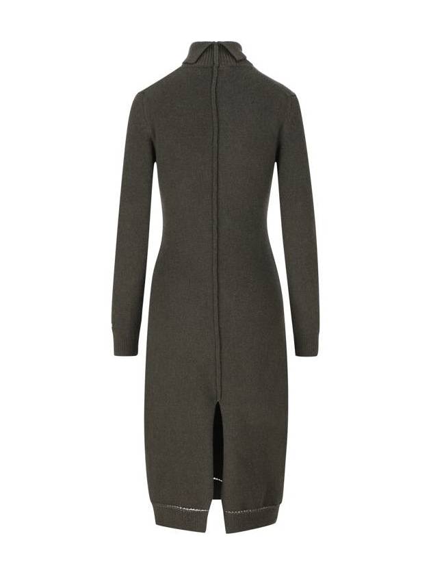 Cashmere Midi Dress Dark Green - FENDI - BALAAN 3