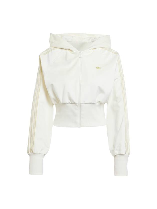 Velour Zip Hooded Track Jacket Cream White - ADIDAS - BALAAN 1