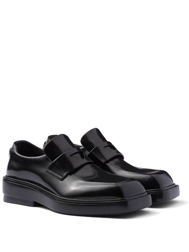 Square Toe Leather Loafers Black - PRADA - BALAAN 7