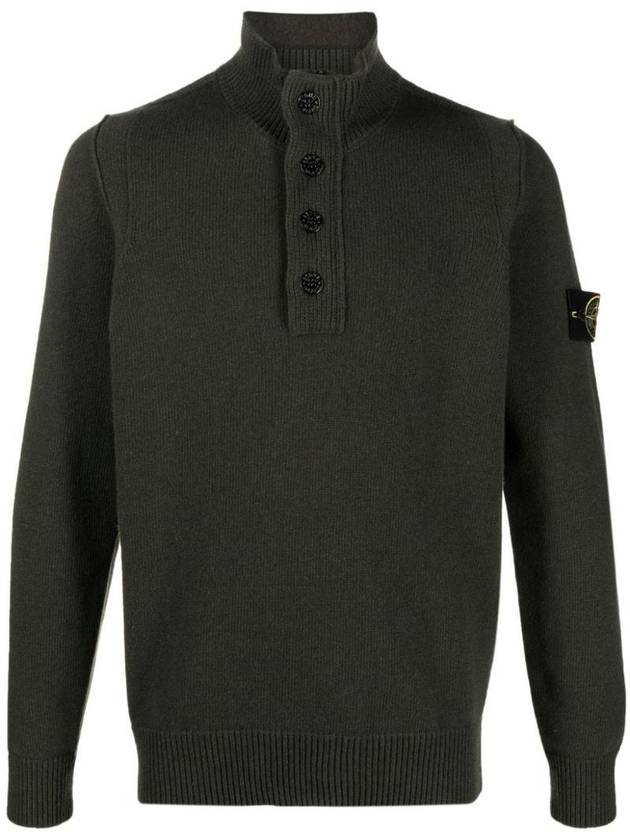 Wappen Patch Button Knit Top Khaki - STONE ISLAND - BALAAN 1