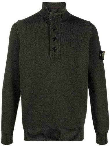 Wappen Patch Button Knit Top Khaki - STONE ISLAND - BALAAN 1