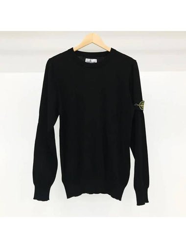 Stone Island Soft Cotton Crew Sweater Black 322586 - STONE ISLAND - BALAAN 1