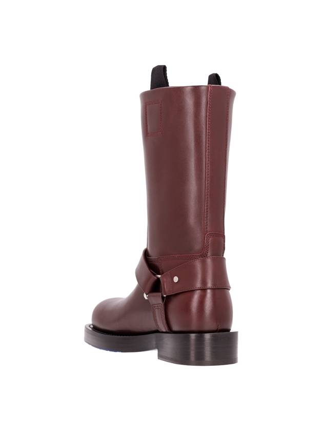 Saddle Leather Middle Boots Aubergine - BURBERRY - BALAAN 4