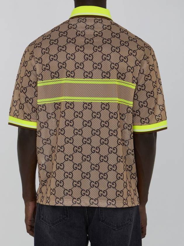 GG Print Polo Shirt Beige Ebony - GUCCI - BALAAN 5