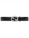 Men's Interlocking G Signature Leather Belt Black - GUCCI - BALAAN 2