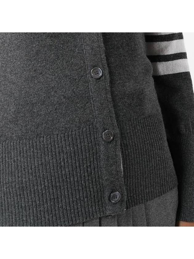 4-Bar V-Neck Cashmere Cardigan Grey - THOM BROWNE - BALAAN 7