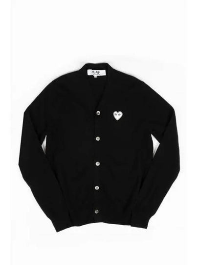 White Heart Wappen V-neck Cardigan Black - COMME DES GARCONS - BALAAN 2