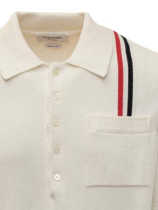 RWB Stripe Polo Shirt White - THOM BROWNE - BALAAN 4