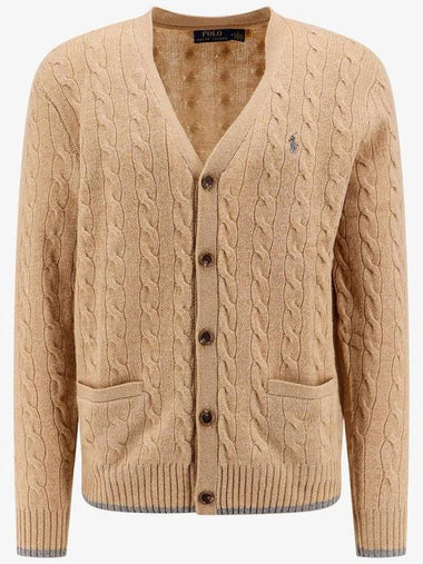 Embroidery Pony Logo Cable Cardigan Beige - POLO RALPH LAUREN - BALAAN 1