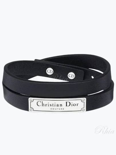 Couture Leather Double Bracelet Black - DIOR - BALAAN 2