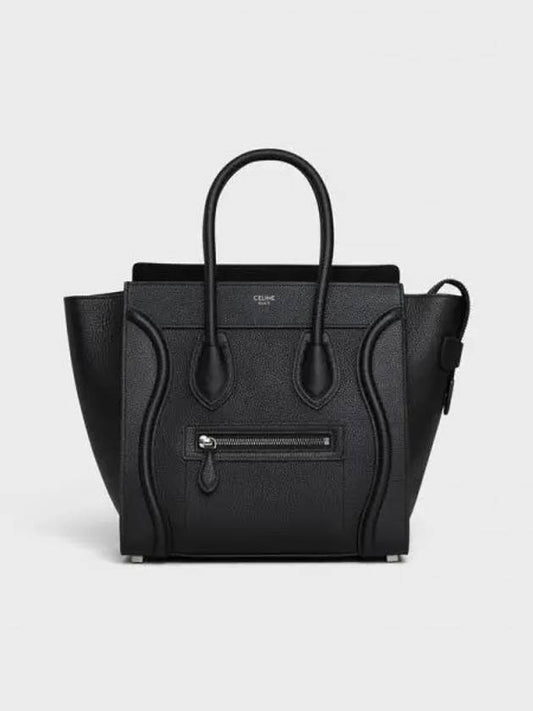 Drummed Calfskin Micro Luggage Tote Bag Black - CELINE - BALAAN 2