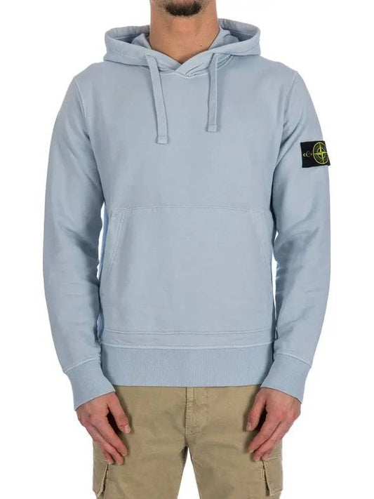 Logo Patch Cotton Fleece Hoodie Light Blue - STONE ISLAND - BALAAN 2