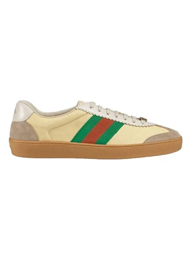 GG Web Leather Striped Low Top Sneakers Oatmeal - GUCCI - BALAAN 1