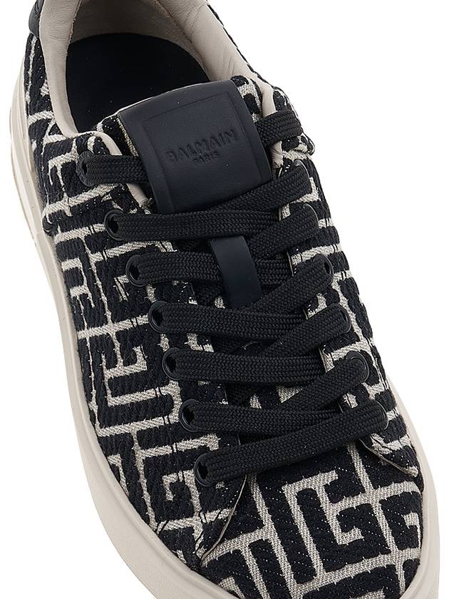 B Court Jacquard Monogram Low Top Sneakers Black - BALMAIN - BALAAN 9