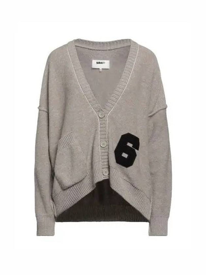 Number Patch Cardigan Grey Melange - MAISON MARGIELA - BALAAN 2