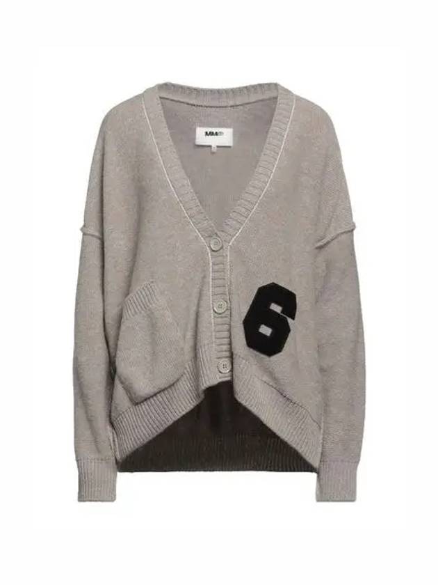 Number Patch Cardigan Grey Melange - MAISON MARGIELA - BALAAN 7