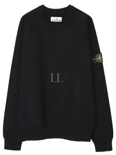 Men's Wappen Patch Crew Neck Knit Top Black - STONE ISLAND - BALAAN 2