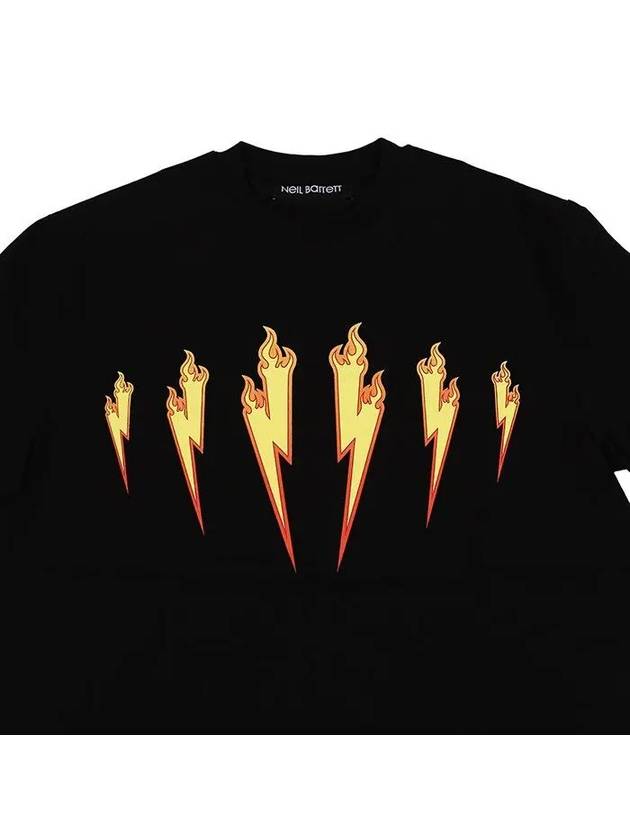 Flame Bolt Printing T-Shirt Black Women PBJT480D - NEIL BARRETT - BALAAN 6