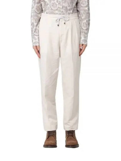 Drawstring Pleated Tapered Straight Pants White - BRUNELLO CUCINELLI - BALAAN 2