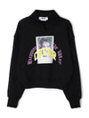 Open Collar Cotton Sweatshirt Black - MSGM - BALAAN 1