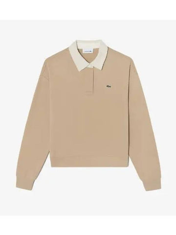 Women s Corduroy Collar Sweatshirt Beige - LACOSTE - BALAAN 1