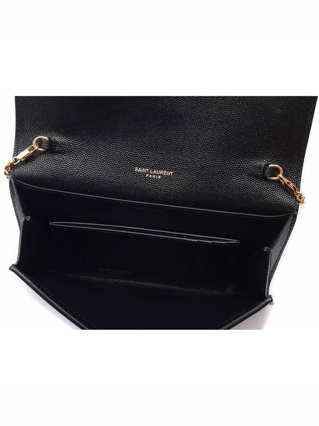 Monogram Uptown Chain Embossed Leather Long Wallet Black - SAINT LAURENT - BALAAN 7