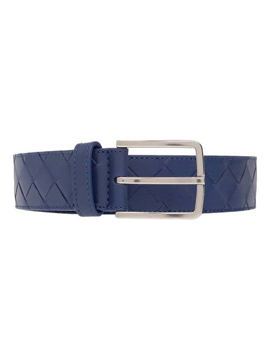 Intrecciato Leather Belt Blue - BOTTEGA VENETA - BALAAN 1