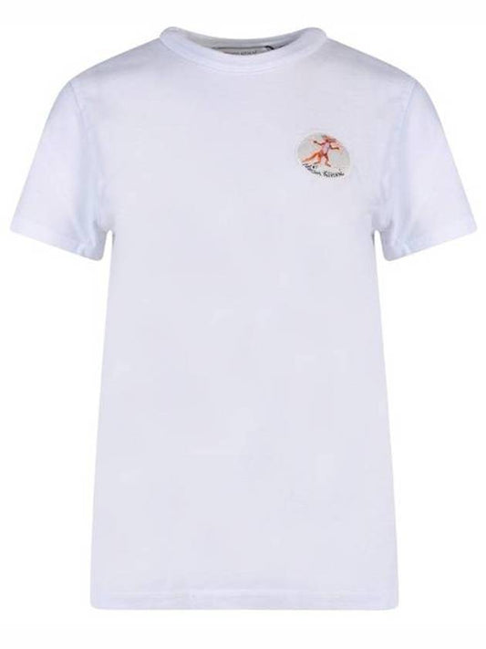 Flower Fox Patch Classic Short Sleeve T-Shirt White - MAISON KITSUNE - BALAAN.