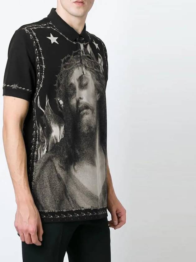 11th Anniversary Jesus Overfit Collar TShirt Black 7312 654 001 - GIVENCHY - BALAAN 3