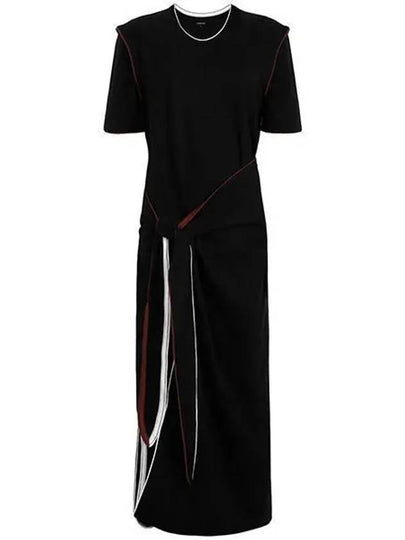 Wrap-Around Style Crew Neck T-Shirt Long Dress Black - LEMAIRE - BALAAN 2