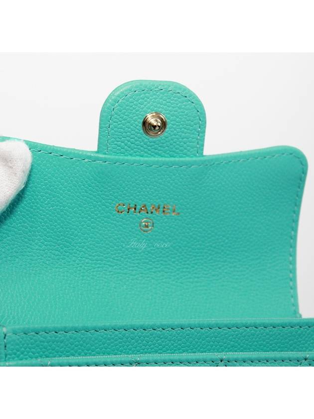 Classic caviar card wallet snap fluorescent mint champagne gold AP0214 B10583 NS837 - CHANEL - BALAAN 9