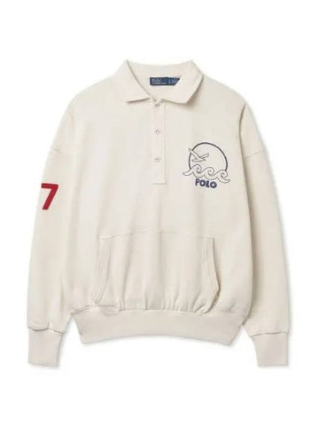 W logo french terry pullover natural - POLO RALPH LAUREN - BALAAN 1