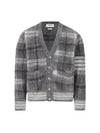 Funmix Tartan Mohair 4 Bar V-neck Cardigan Grey - THOM BROWNE - BALAAN 2