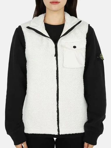 Kids Wappen Patch Fleece Vest Ivory - STONE ISLAND - BALAAN 1