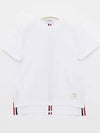 Center Back Stripe Classic Cotton Pique Relaxed Fit Short Sleeve T-Shirt White - THOM BROWNE - BALAAN 4