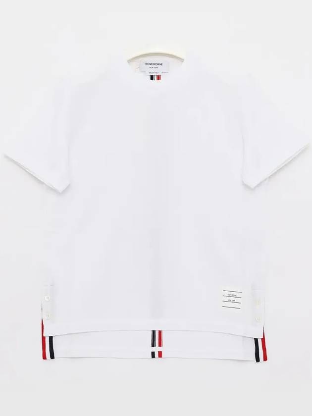 Center Back Stripe Classic Cotton Pique Relaxed Fit Short Sleeve T-Shirt White - THOM BROWNE - BALAAN 4