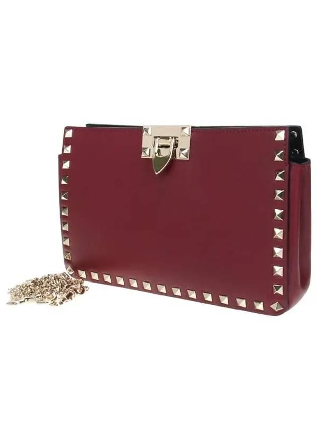 Rockstud Chain Clutch Shoulder Bag Red - VALENTINO - BALAAN 3