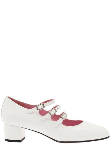 'Kina' White Mary Janes With Straps And Block Heel In Patent Leather Woman - CAREL - BALAAN 1