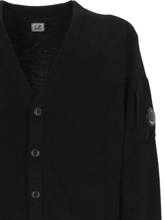 Men's Lens Wappen Button Front Cardigan Black - CP COMPANY - BALAAN 3