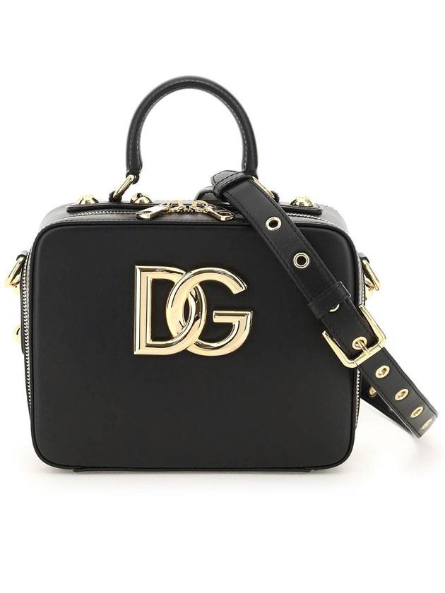 DG Logo Plaque Studded Shoulder Bag Black - DOLCE&GABBANA - BALAAN 1